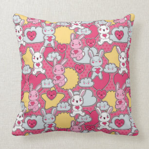 Kawaii Child Pattern with Cute Doodles Cushion