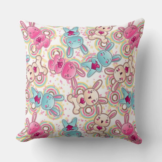 Kawaii Child Pattern with Cute Doodles Cushion (Front)