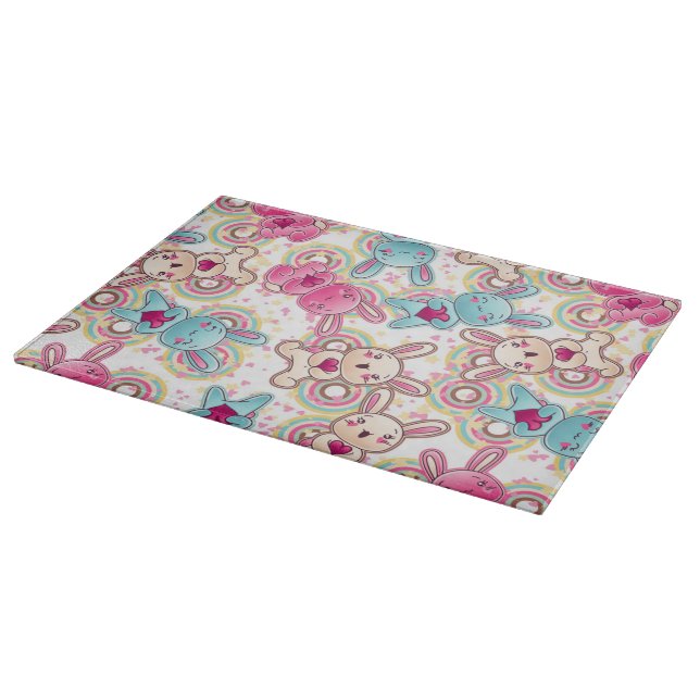 Kawaii Child Pattern with Cute Doodles Cutting Board (Corner)