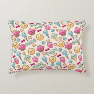 Kawaii child pattern with cute doodles decorative cushion