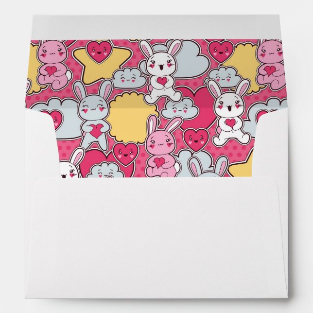 Kawaii Child Pattern with Cute Doodles Envelope (Back (Bottom))