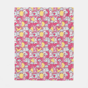 Kawaii Child Pattern with Cute Doodles Fleece Blanket
