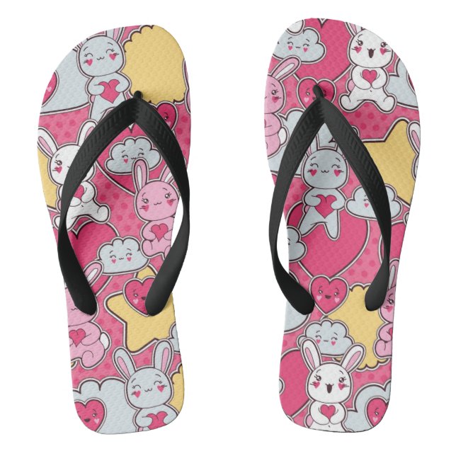 Kawaii Child Pattern with Cute Doodles Jandals (Footbed)