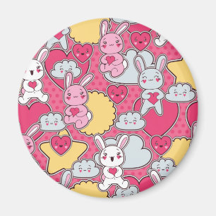 Kawaii Child Pattern with Cute Doodles Magnet