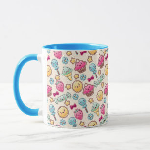 Kawaii child pattern with cute doodles mug