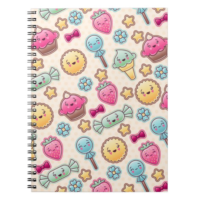 Kawaii child pattern with cute doodles notebook (Front)