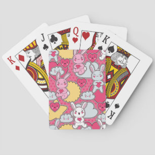 Kawaii Child Pattern with Cute Doodles Playing Cards