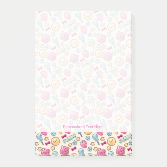 Kawaii child pattern with cute doodles post-it notes (Front)
