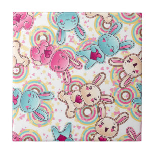 Kawaii Child Pattern with Cute Doodles Tile