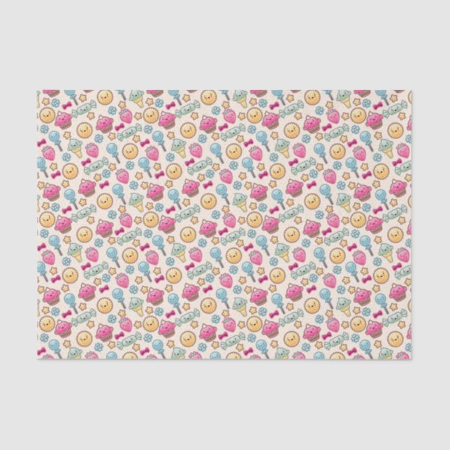 Kawaii child pattern with cute doodles tissue paper (Front)