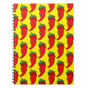 Kawaii Chili Pepper Drawing Pattern Notebook