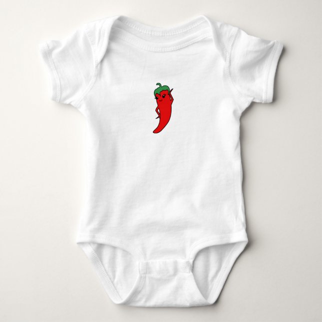 Kawaii Chilli Pepper Diva Custom Baby Bodysuit (Front)