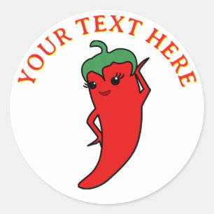 Kawaii Chilli Pepper Diva Custom Classic Round Sticker