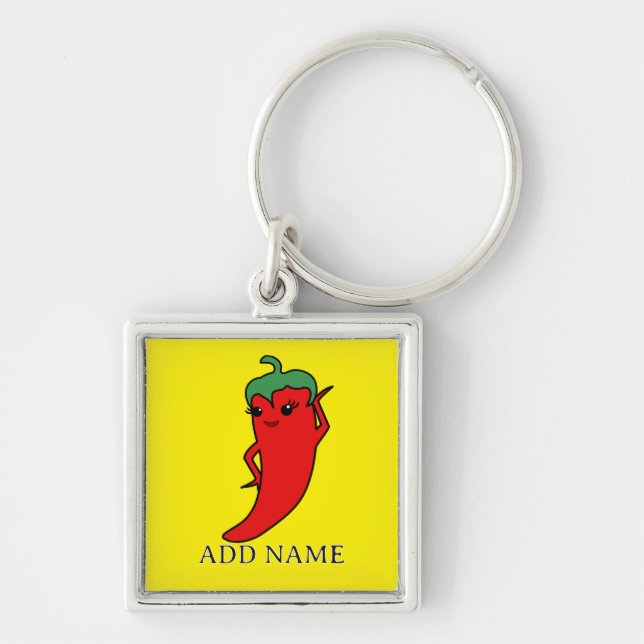 Kawaii Chilli Pepper Diva Custom Key Ring (Front)