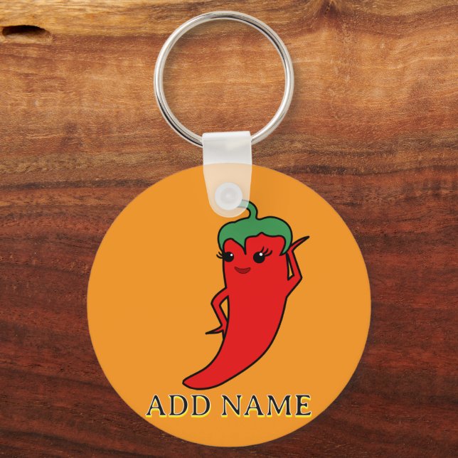 Kawaii Chilli Pepper Diva Custom Key Ring (Front)