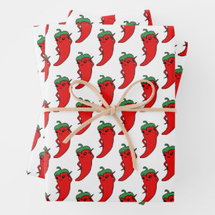 Kawaii Chilli Pepper Diva Custom Wrapping Paper Sheet