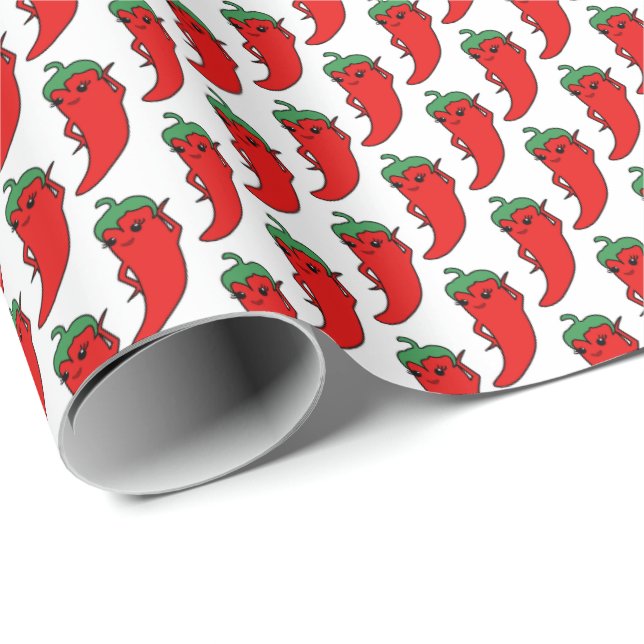 Kawaii Chilli Pepper Drawing Wrapping Paper (Roll Corner)