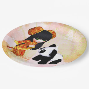 Kawaii China Girl Paper Plate