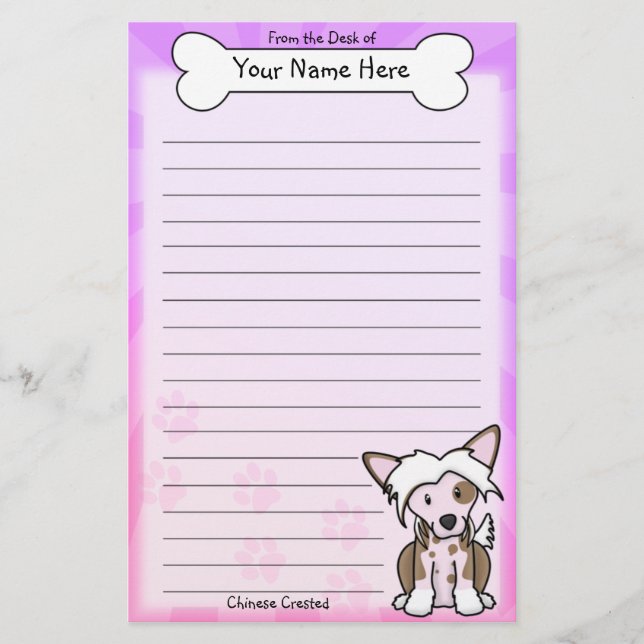 Kawaii Chinese Crested Stationery (Front)