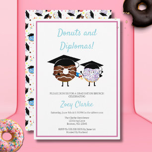 Kawaii Chocolate And Vanilla Doughnuts and Diploma Invitation