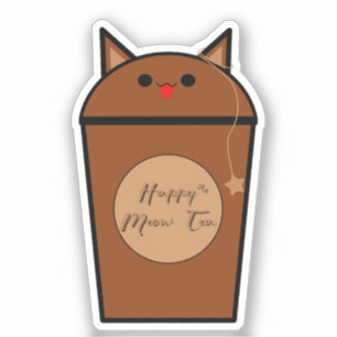 Kawaii Chocolate Meow Tea Vinyl Sticker
