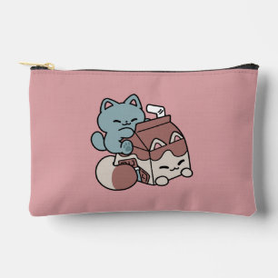 Kawaii Chocolate Milk Cat – Cozy Drink & Cuteness Accessory Pouch