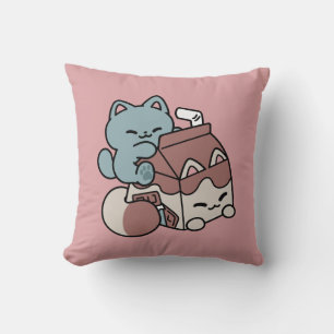 Kawaii Chocolate Milk Cat – Cozy Drink & Cuteness Cushion