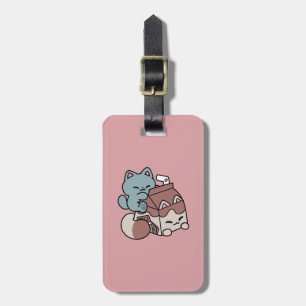 Kawaii Chocolate Milk Cat – Cozy Drink & Cuteness  Luggage Tag