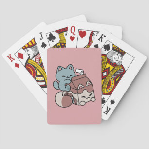 Kawaii Chocolate Milk Cat – Cozy Drink & Cuteness Playing Cards