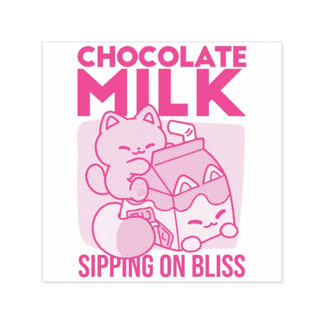 Kawaii Chocolate Milk Cat – Cozy Drink & Cuteness  Self-inking Stamp (Design)