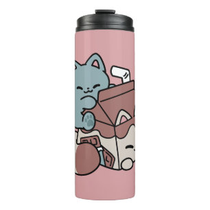 Kawaii Chocolate Milk Cat – Cozy Drink & Cuteness  Thermal Tumbler