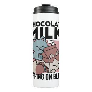 Kawaii Chocolate Milk Cat – Cozy Drink & Cuteness  Thermal Tumbler