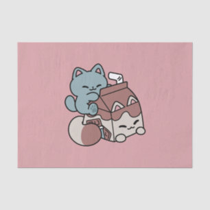 Kawaii Chocolate Milk Cat – Cozy Drink & Cuteness  Tissue Paper