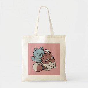 Kawaii Chocolate Milk Cat – Cozy Drink & Cuteness Tote Bag