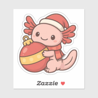 Kawaii Christmas Axolotl Sticker Ornament