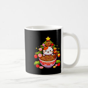 Kawaii Christmas Cat Ramen Christmas Tree Holiday  Coffee Mug