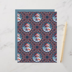 Kawaii Christmas Fox Dot Mandala Diamond Tile