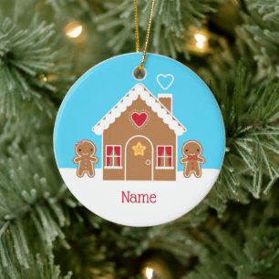Kawaii Christmas Gingerbread House Ceramic Tree Decoration