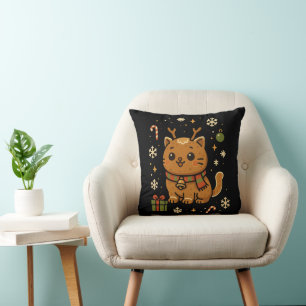 Kawaii Christmas Gingerbread Kitty - Meowy Xmas  Cushion