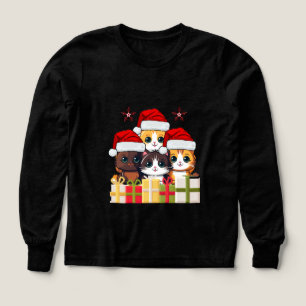 Kawaii Christmas kitten in Santa Hats T-Shirt