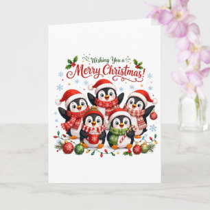 Kawaii Christmas Penguins Card
