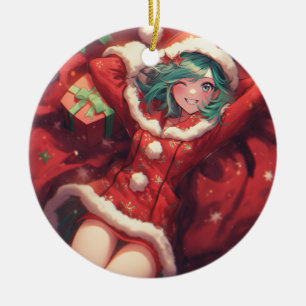 Kawaii Christmas Presents Gifts Santa Anime Girl Ceramic Tree Decoration