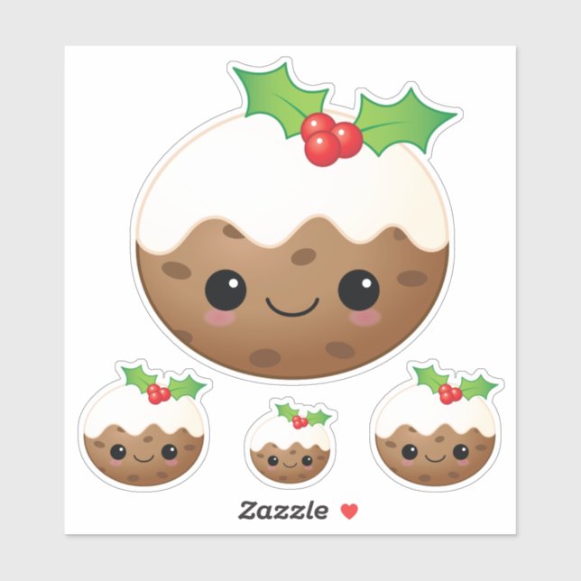 Kawaii Christmas Pudding Cute Cartoon Xmas Set 4  (Sheet)