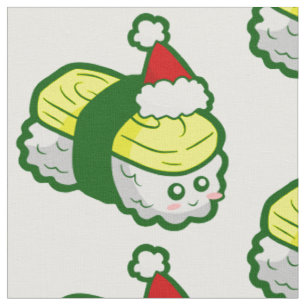 kawaii christmas tamago sushi santa fabric