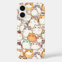 Kawaii Chubby Cartoon Cats With Hearts