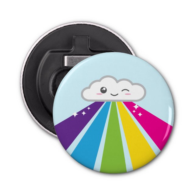 Kawaii Cloud and Rainbow Bottle Opener (Front)