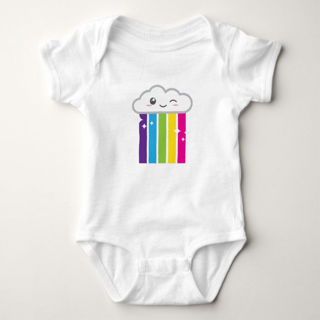 Kawaii Cloud and Rainbow Clothing Baby Bodysuit (Front)