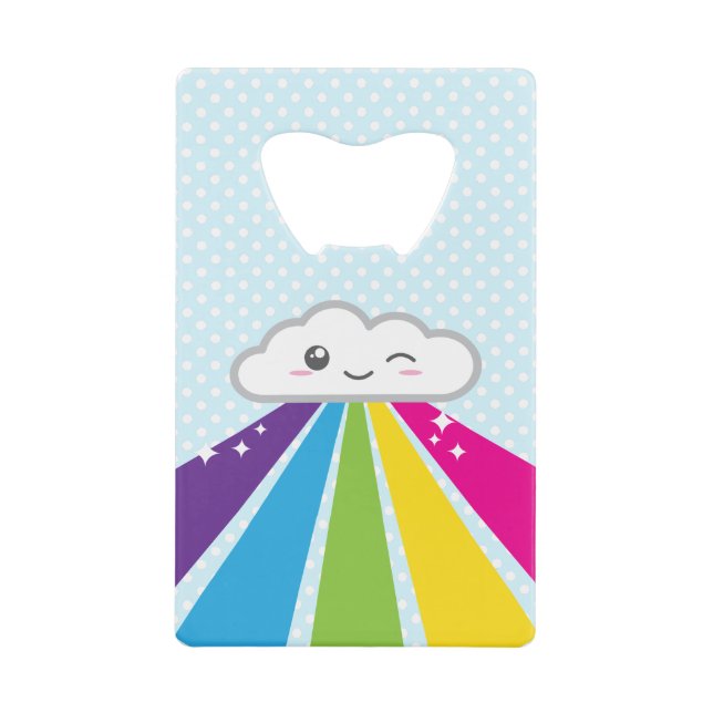 Kawaii Cloud and Rainbow Credit Card Bottle Opener (Front)