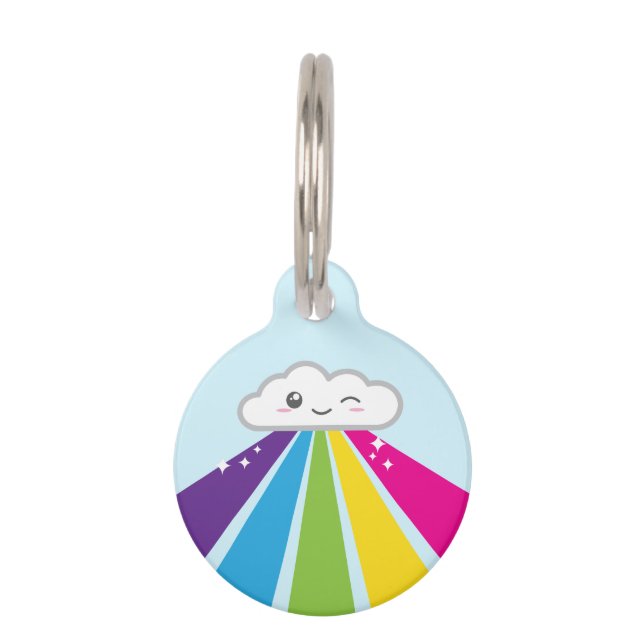 Kawaii Cloud and Rainbow Dog Tag (Front)