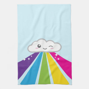 Kawaii Cloud and Rainbow Kitchen Towel